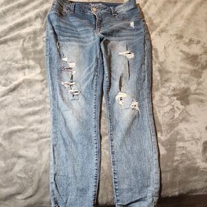 Celebrity Pink Light Blue Distressed Skinny Jeans